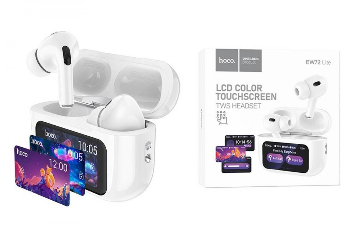 Наушники вакуумные беспроводные HOCO EW72 Lite Soar true wireless touch screen BT headset (белый) с дисплеем