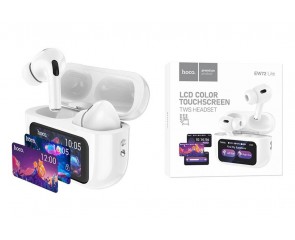 Наушники вакуумные беспроводные HOCO EW72 Lite Soar true wireless touch screen BT headset (белый) с дисплеем