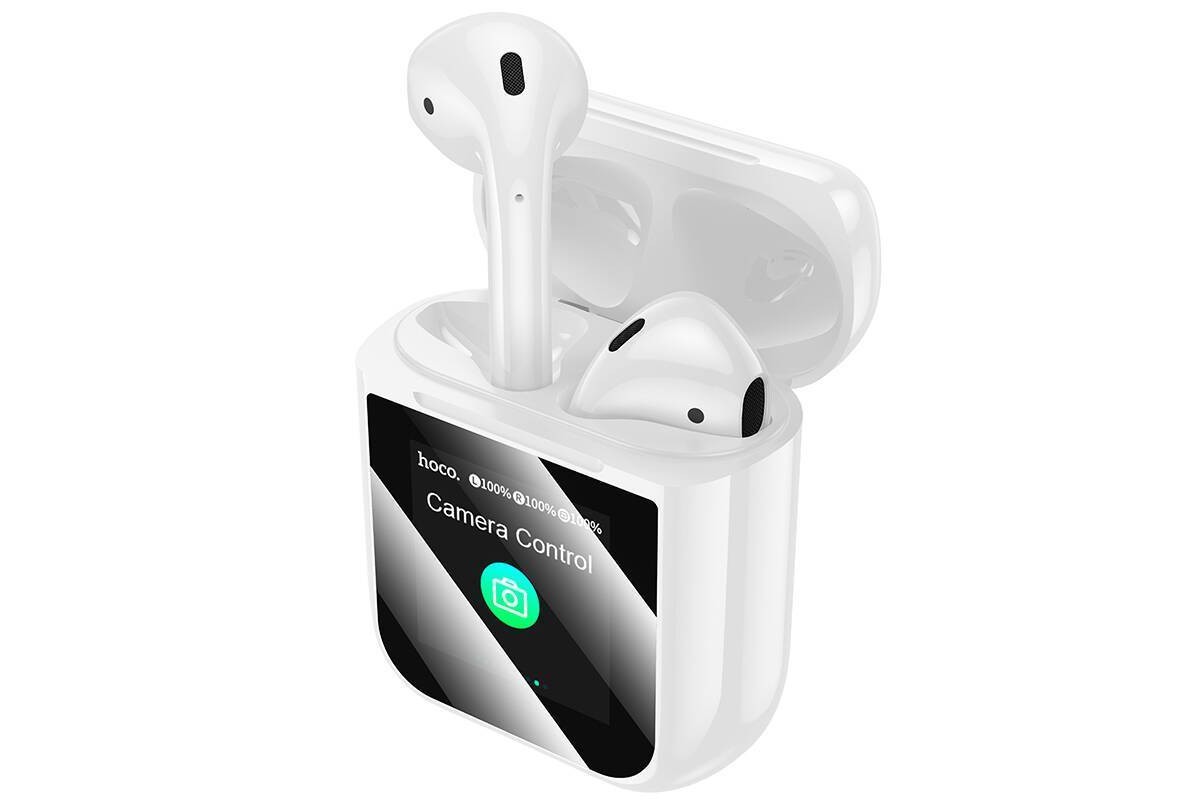 Наушники вакуумные беспроводные HOCO EW80 Magnificent true wireless touch screen BT headset (белый)