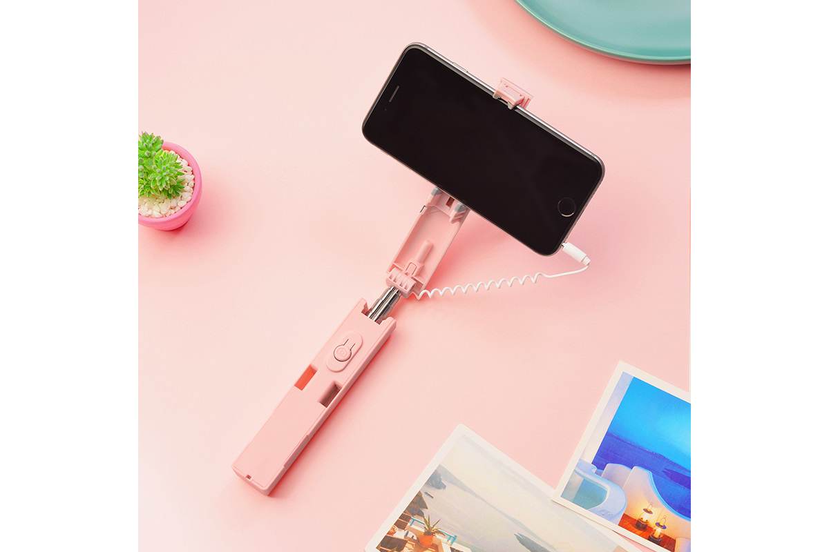 Штатив-монопод- для селфи  BY3 selfie stick BOROFONE розовый