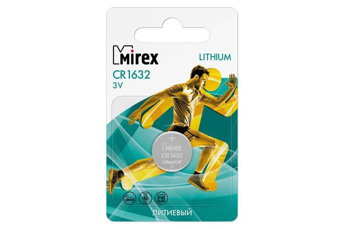 Батарейка литиевая Mirex CR1632 3V цена за 1 шт ecopack (23702-CR1632-E1)