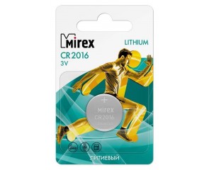 Батарейка литиевая Mirex CR2016 3V цена за 1 шт ecopack (23702-CR2016-E1)
