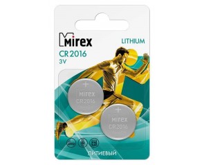 Батарейка литиевая Mirex CR2016 3V цена за 2 шт ecopack (23702-CR2016-E2)