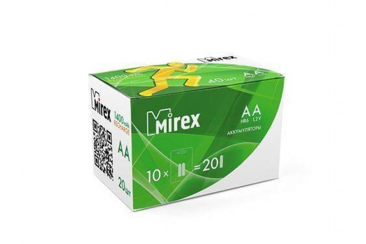Аккумулятор Ni-MH Mirex HR6 / AA 1400mAh 1,2V цена за 2 шт (2/20/100), блистер (23702-HR6-14-E2)