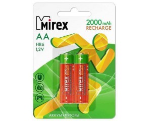 Аккумулятор Ni-MH Mirex HR6 / AA 2000mAh 1,2V цена за 2 шт (2/20/100), блистер (23702-HR6-20-E2)