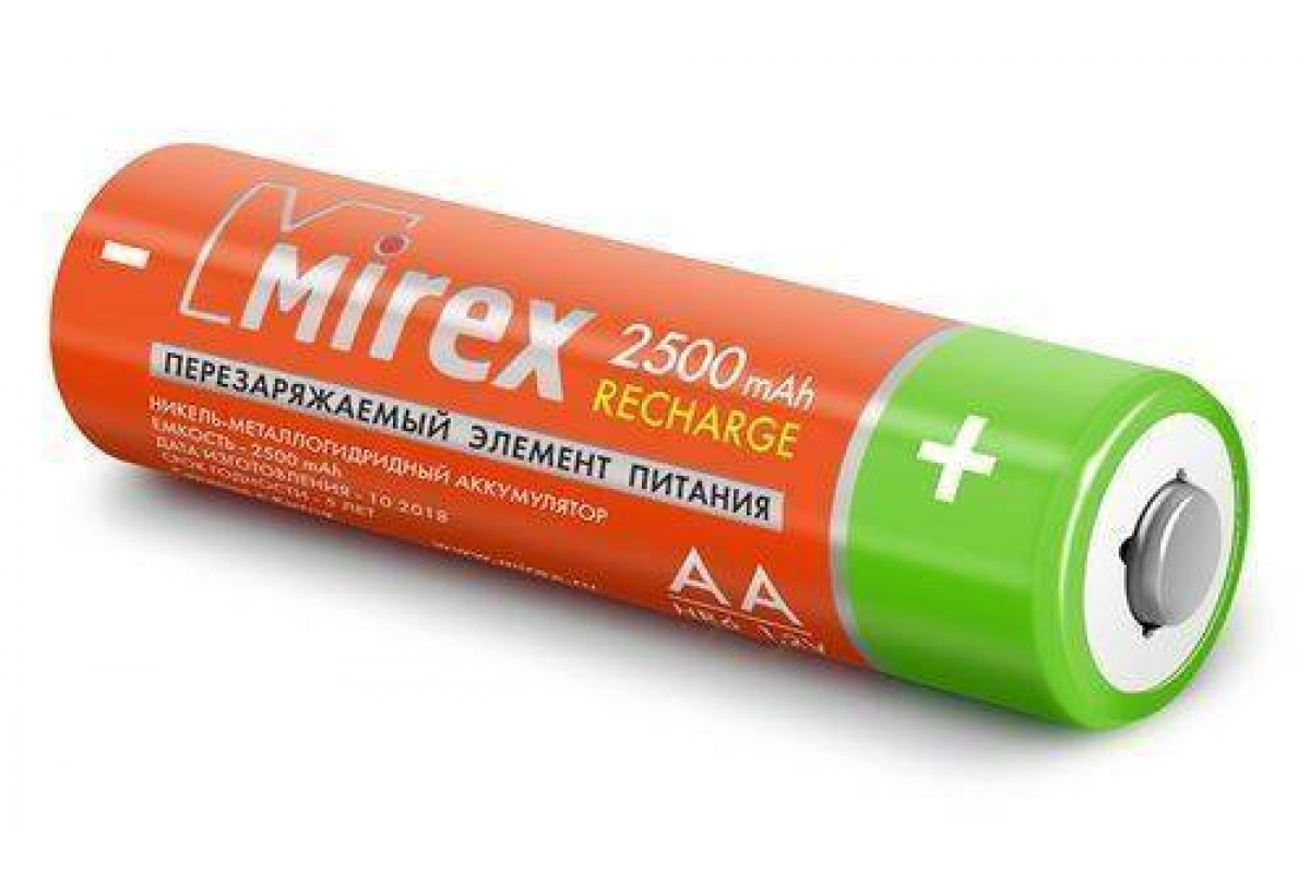 Аккумулятор Ni-MH Mirex HR6 / AA 2500mAh 1,2V цена за 2 шт (2/20/100), блистер (23702-HR6-25-E2)