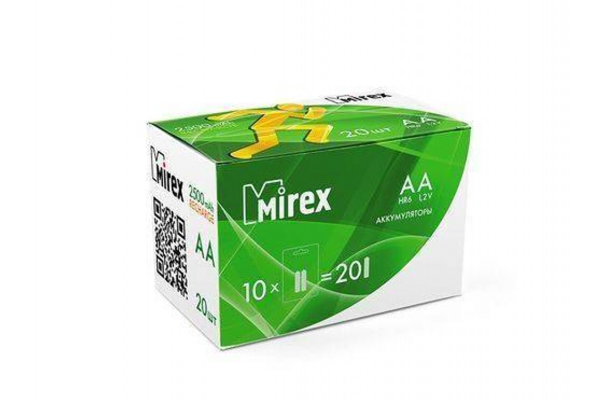 Аккумулятор Ni-MH Mirex HR6 / AA 2500mAh 1,2V цена за 2 шт (2/20/100), блистер (23702-HR6-25-E2)