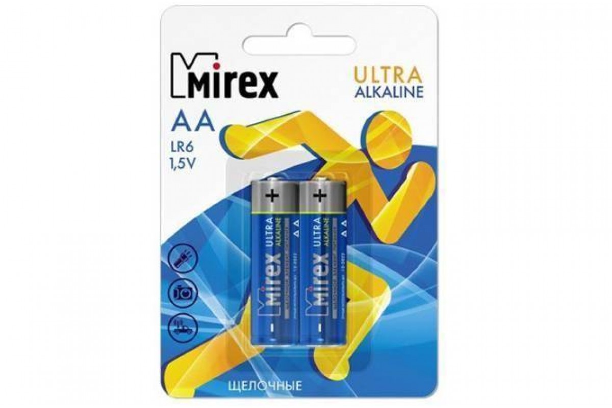 Батарейка алкалиновая Mirex LR6 / AA 1,5V  цена за 2 шт (2/24/240), блистер (23702-LR6-E2)