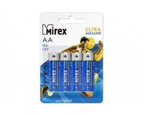 Батарейка алкалиновая Mirex LR6 / AA 1,5V  цена за 4 шт (4/48/480), блистер (23702-LR6-E4)