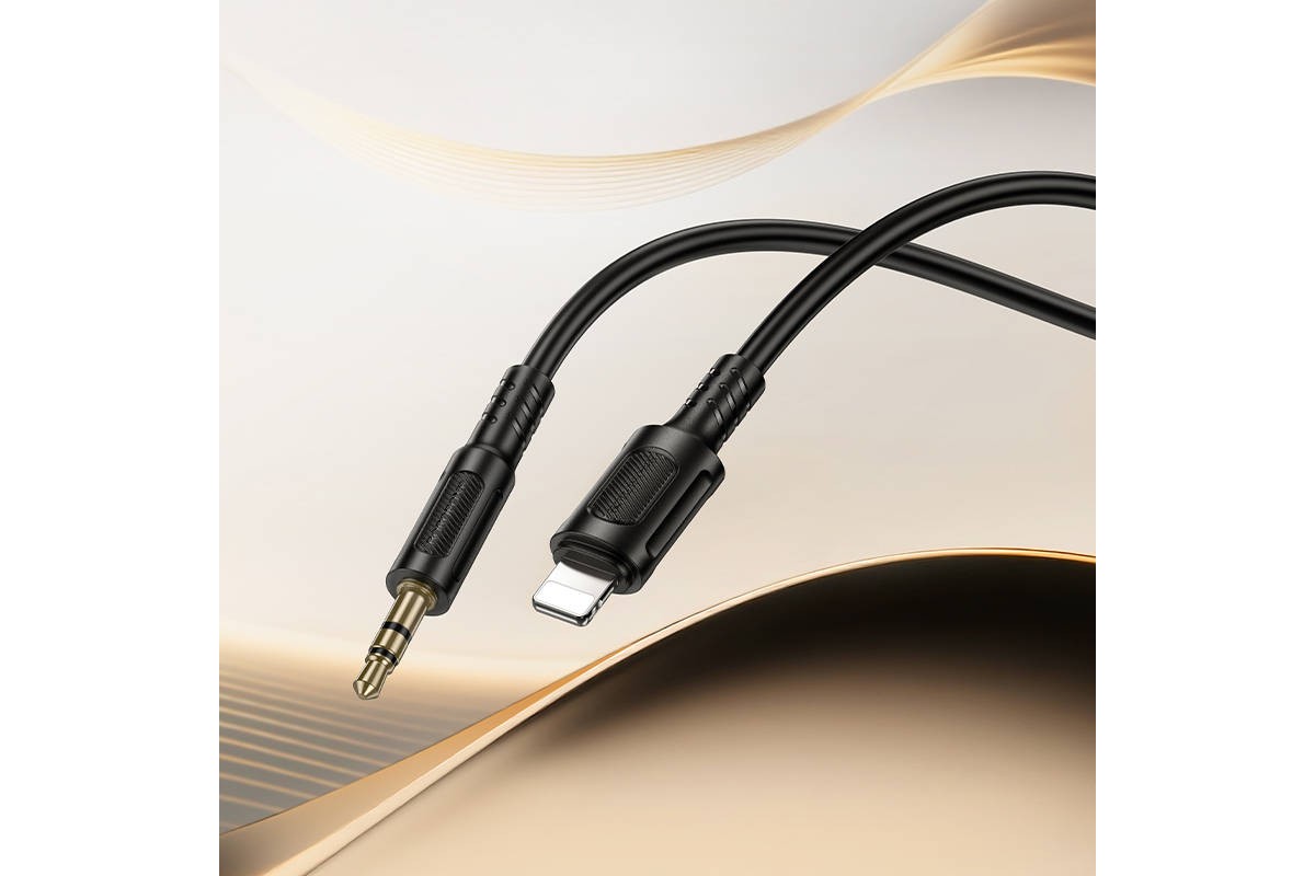 Кабель аудио BOROFONE BL25A AUX аудио кабель/3.5 mm jack - Lightning/ 1m/ черный