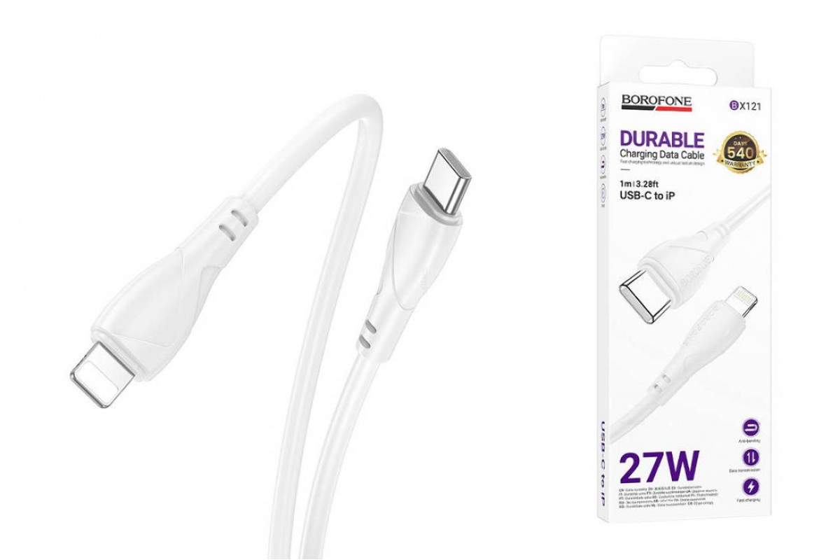 Кабель USB Type-C - Lightning BOROFONE BX121/ PD / 1m/ 27W/ Нейлон/ белый Кабель USB Type-C - Lightning BOROFONE BX121/ PD / 1m/ 27W/ Нейлон/ белый