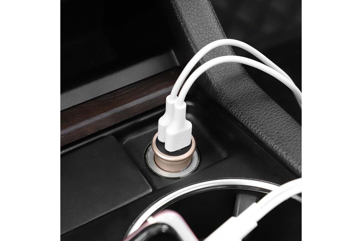 Автомобильное зарядное устройство 2USB HOCO Z30 Easy route dual port mini car charger 3100 mAh золото
