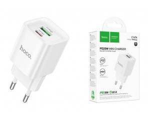 Сетевое зарядное устройство USB + USB-C HOCO C147A Charm PD20W+QC3.0 (белый)