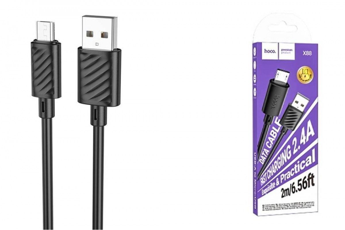 Кабель USB - MicroUSB HOCO X88 (черный) 2м
