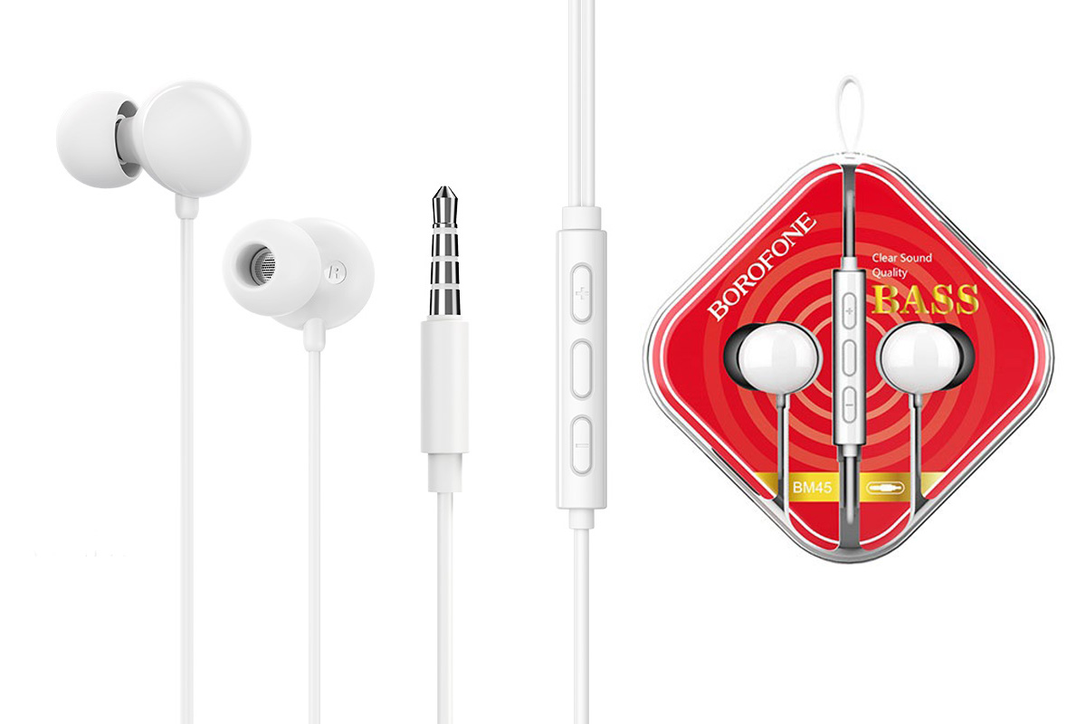 Наушники BOROFONE BM45 Sound wavel earphones 3.5 мм цвет белый