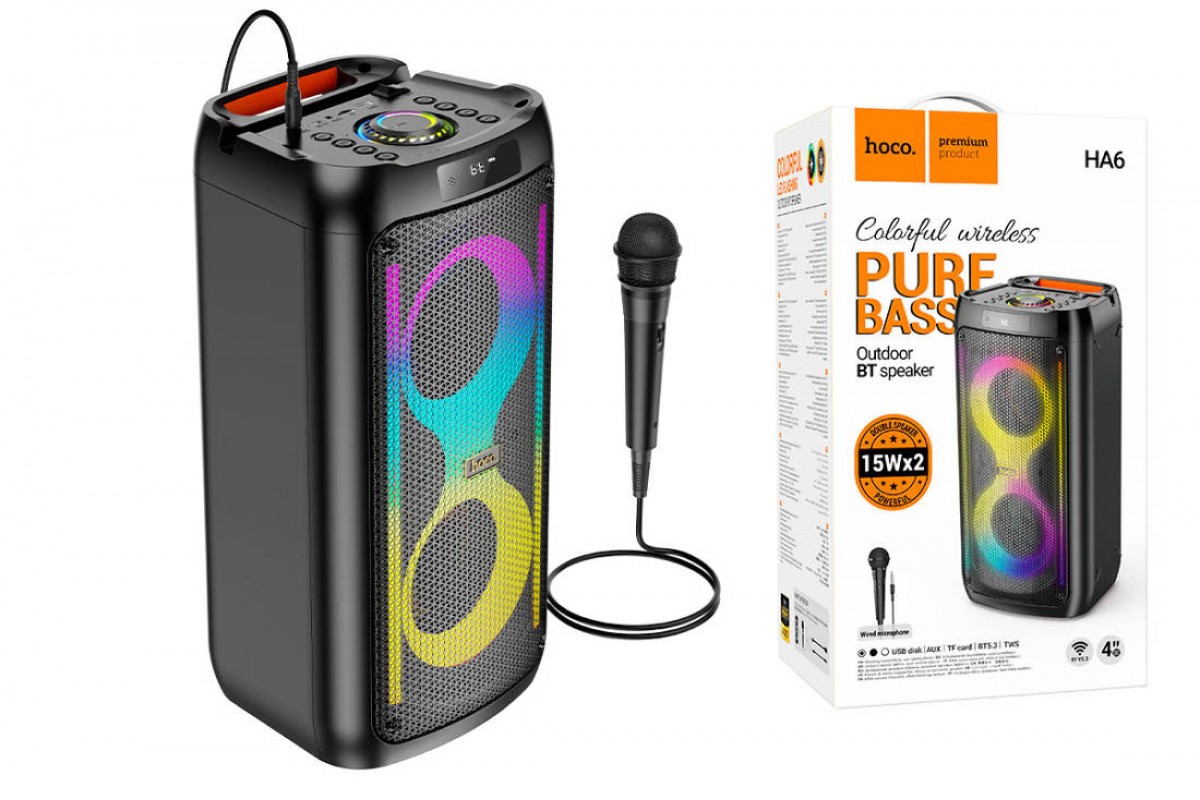 Активная напольная акустика HOCO HA6 Danny outdoor BT speaker (черный)