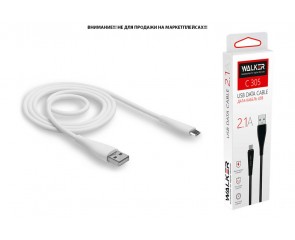 Кабель USB - MicroUSB WALKER C305 (2.1А), белый