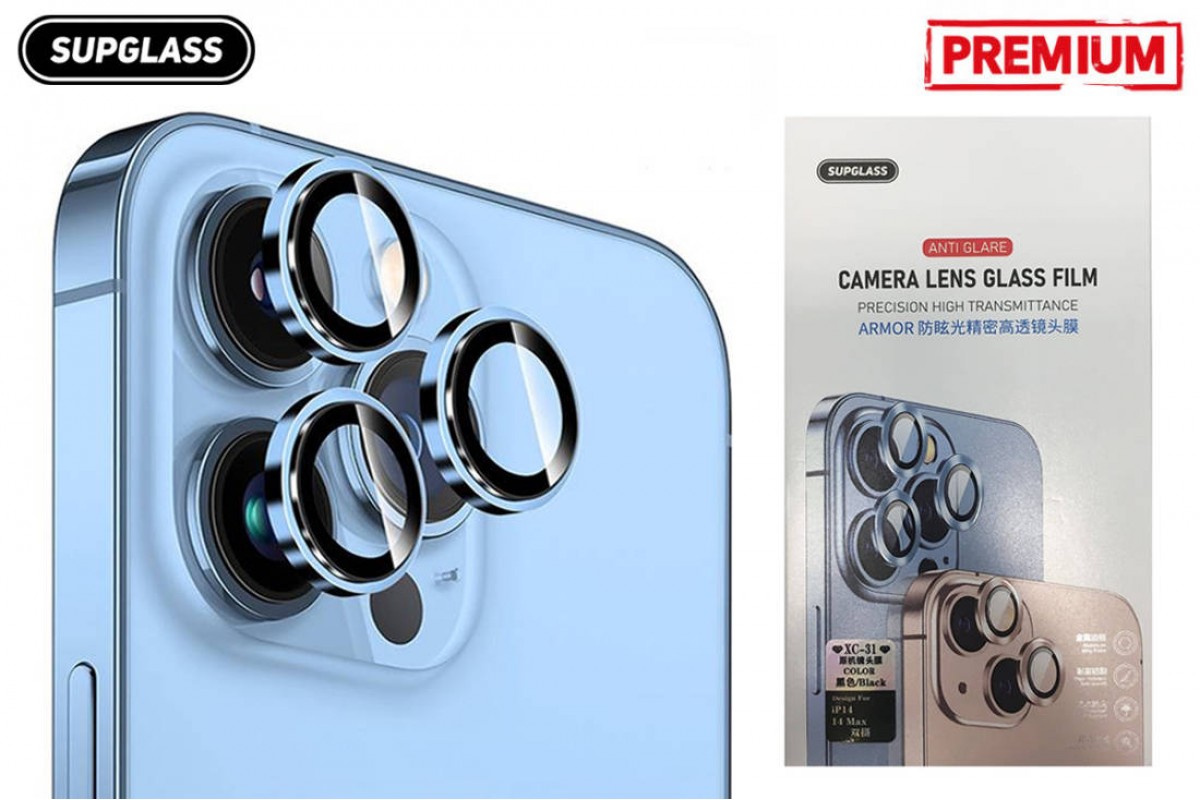 Защитное стекло для камер SUPGLASS  iPhone 14 PRO / 14 PRO MAX (серебро без страз) (фабрика REMAX)