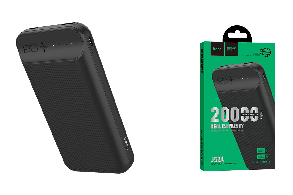 Универсальный дополнительный аккумулятор HOCO J52A New joy mobile power bank(20000mAh) черный