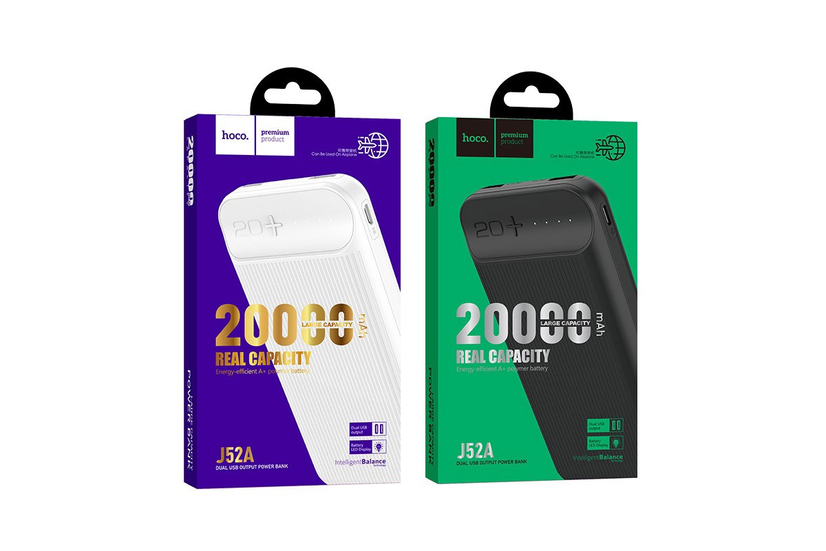 Универсальный дополнительный аккумулятор HOCO J52A New joy mobile power bank(20000mAh) черный
