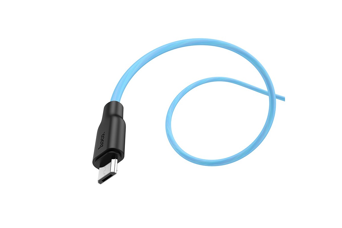 Кабель USB micro USB HOCO X21 Plus Silicone charging cable  (черно-голубой) 1 метр