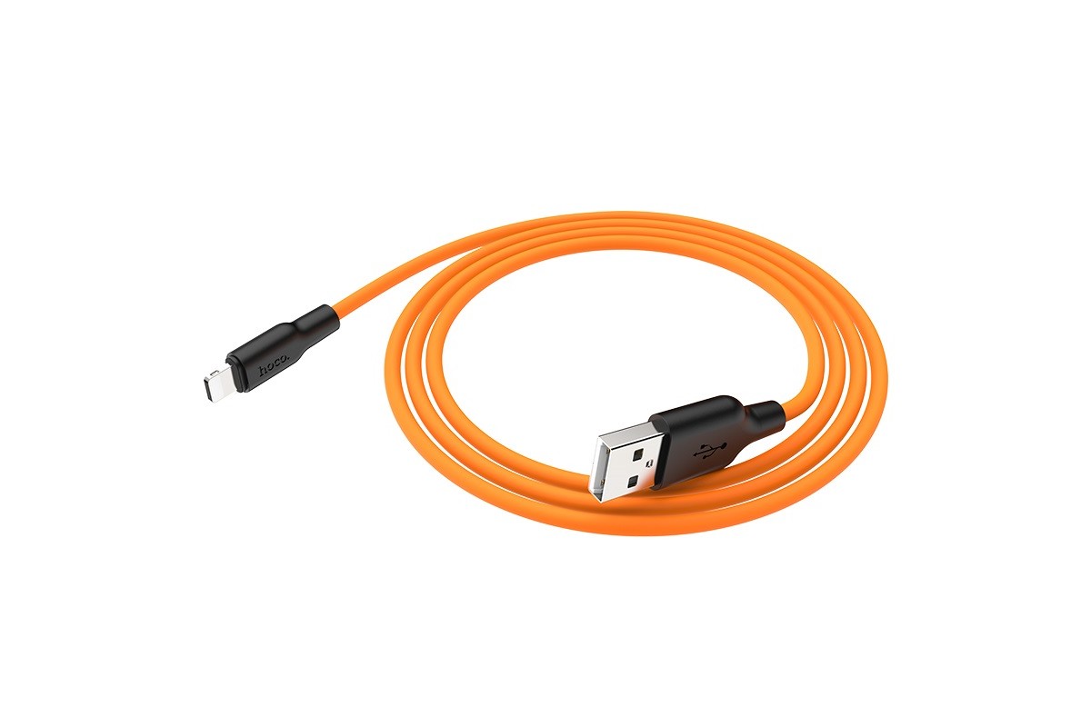 Кабель для iPhone HOCO X21 Plus Silicone charging cable for Lightning 1м черно-оранжевый