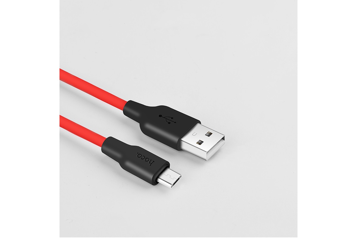 Кабель USB micro USB HOCO X21 Silicone charging cable  (черно-красный) 1 метр