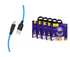 Кабель USB - Lightning HOCO X21 PLUS, 2,4A (черно-синий) 1м (силиконовый)