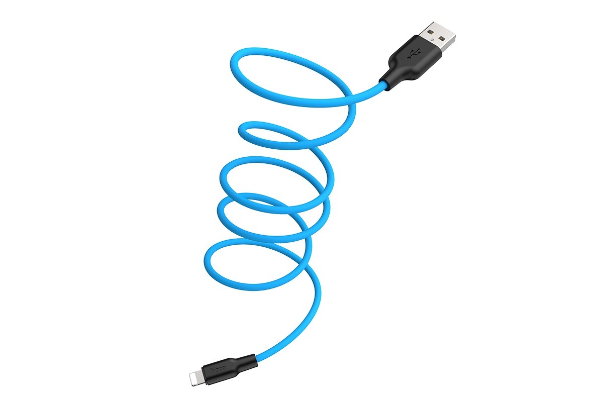 Кабель для iPhone HOCO X21 Plus Silicone charging cable for Lightning 1м черно-синий