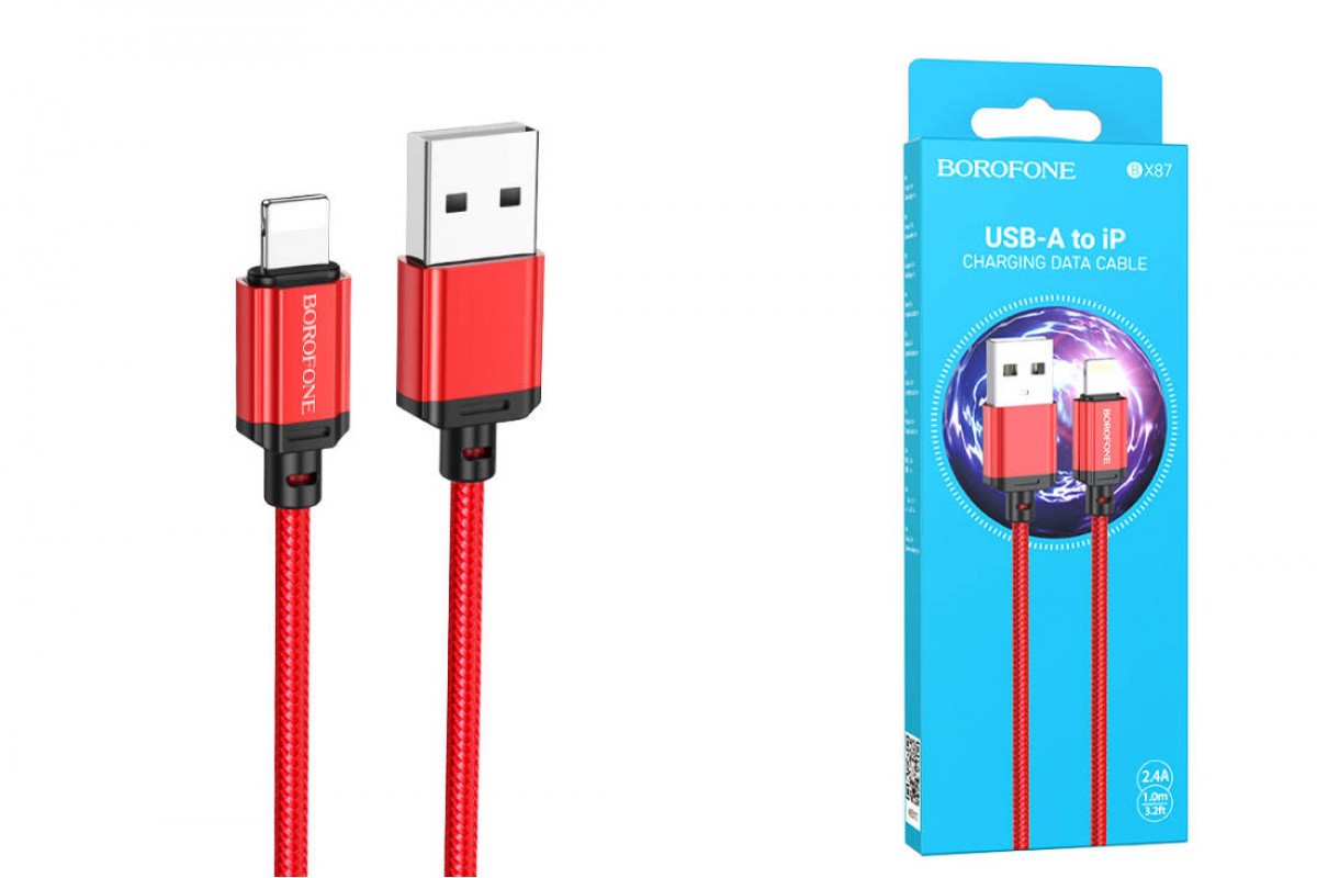 Кабель USB - Lightning BOROFONE BX87 2,4A (красный) 1м