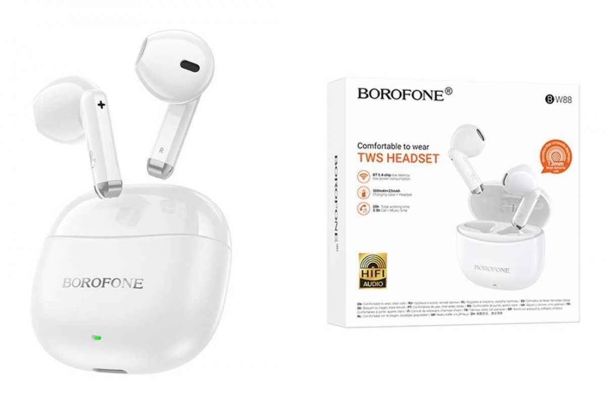 Наушники вакуумные беспроводные BOROFONE BW88 Deep rhyme true wireless BT headset (белый)