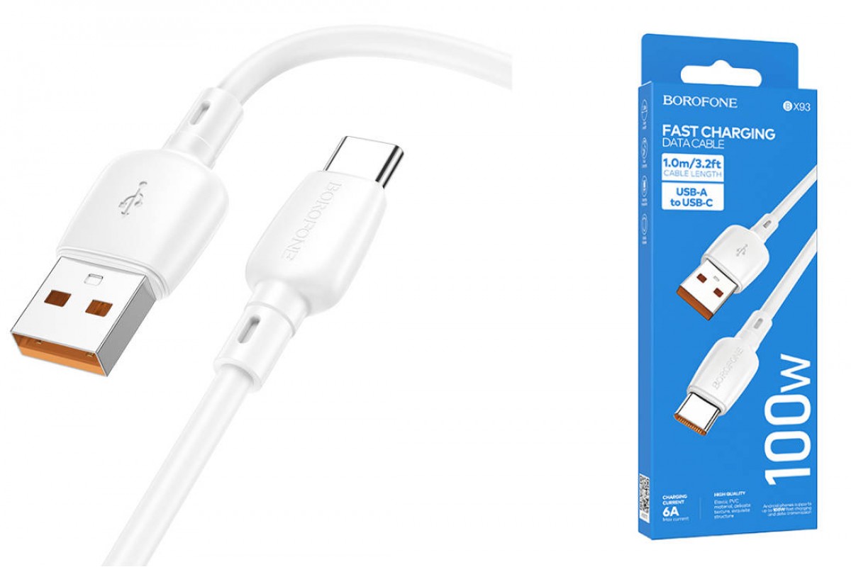 Кабель USB - USB Type-C BOROFONE BX93 100W (белый) 1м Кабель USB - USB Type-C BOROFONE BX93 100W (белый) 1м