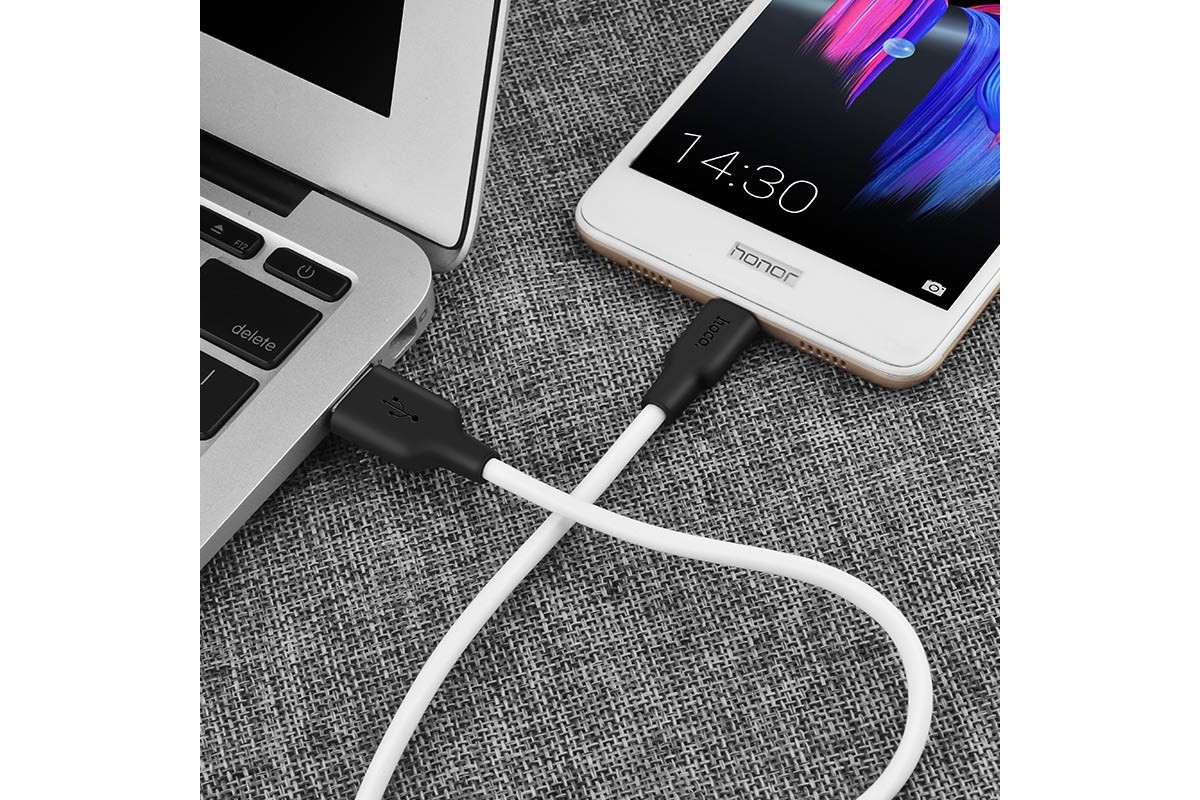 Кабель USB micro HOCO X21 Plus Silicone charging cable  (черно-белый) 1 метр