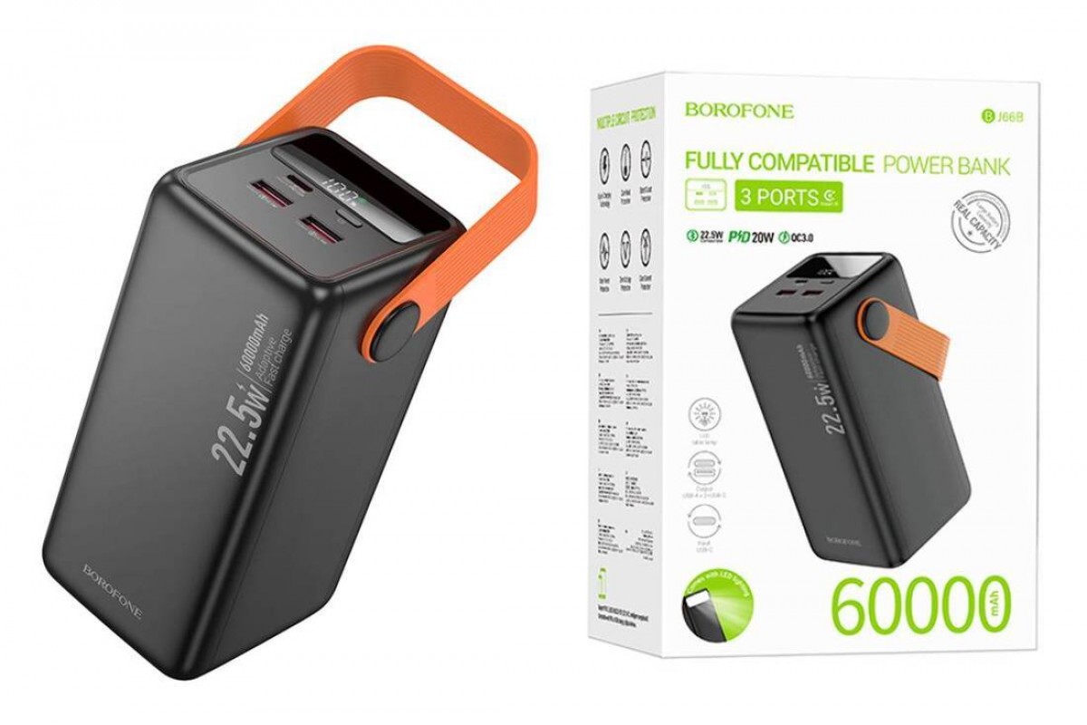 Универсальный дополнительный аккумулятор Power Bank BOROFONE BJ66B Magnifico 22.5W+PD20W fully compatibl (60000mAh) (черный)