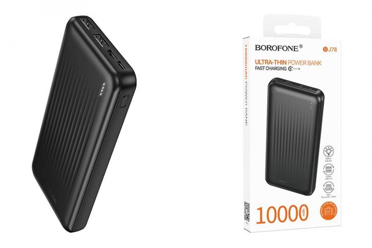Универсальный дополнительный аккумулятор Power Bank BOROFONE BJ78 Clever (10000mAh) (черный) Универсальный дополнительный аккумулятор Power Bank BOROFONE BJ78 Clever (10000mAh) (черный)
