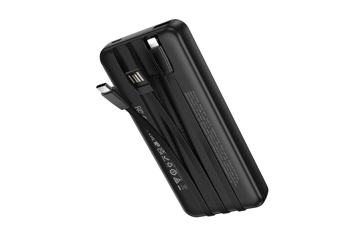 Универсальный дополнительный аккумулятор Power Bank BOROFONE BJ79 Clever with 3 cables (10000mAh) (черный) Универсальный дополнительный аккумулятор Power Bank BOROFONE BJ79 Clever with 3 cables (10000mAh) (черный)