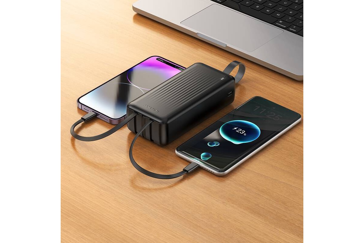 Универсальный дополнительный аккумулятор Power Bank BOROFONE BJ79B Clever with 3 cables (30000mAh) (черный)