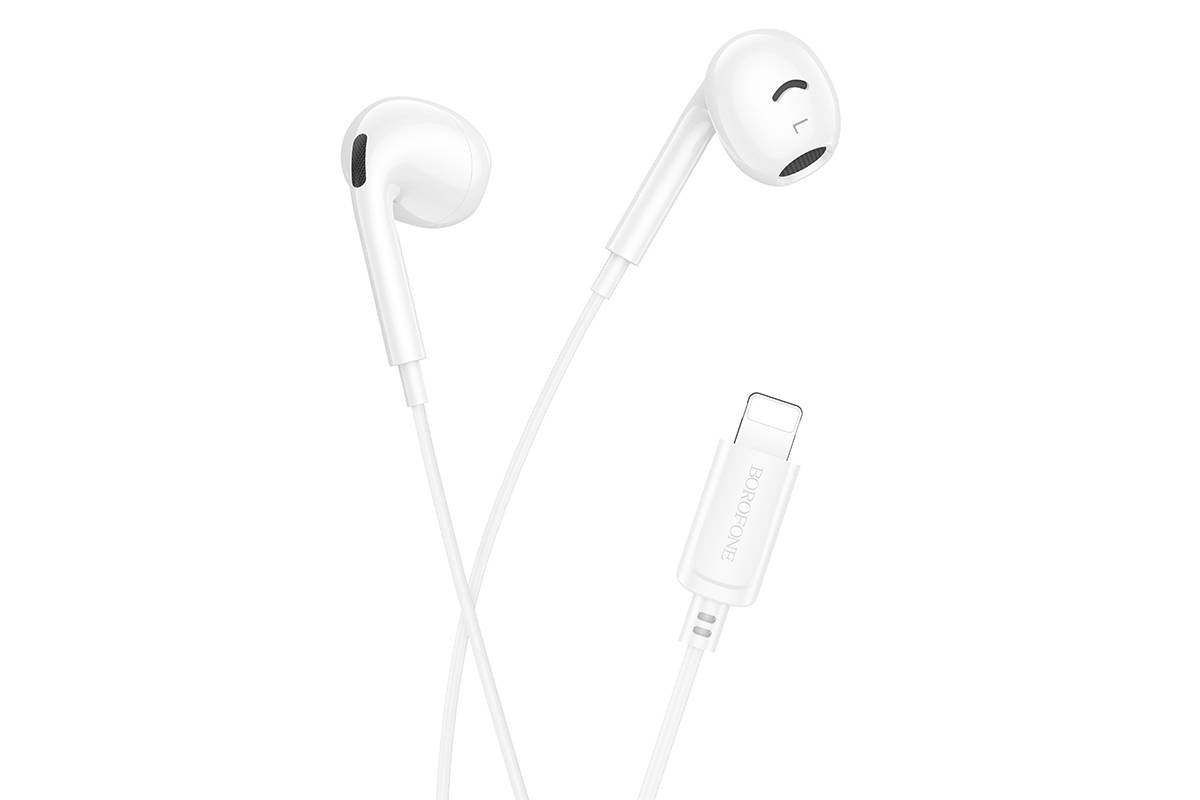 Наушники вакуумные проводные BOROFONE BM96 Brilliant штекер Lightning (белый)