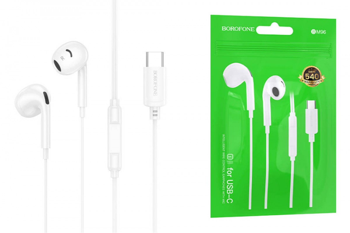 Наушники вакуумные проводные BOROFONE BM96 Brilliant разъем Type-C (белый)