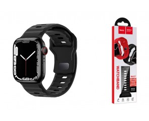 Ремешок для Apple Watch HOCO WA27 Flexible series stepped pattern solid color silicone strap (38/40/41 мм) черный