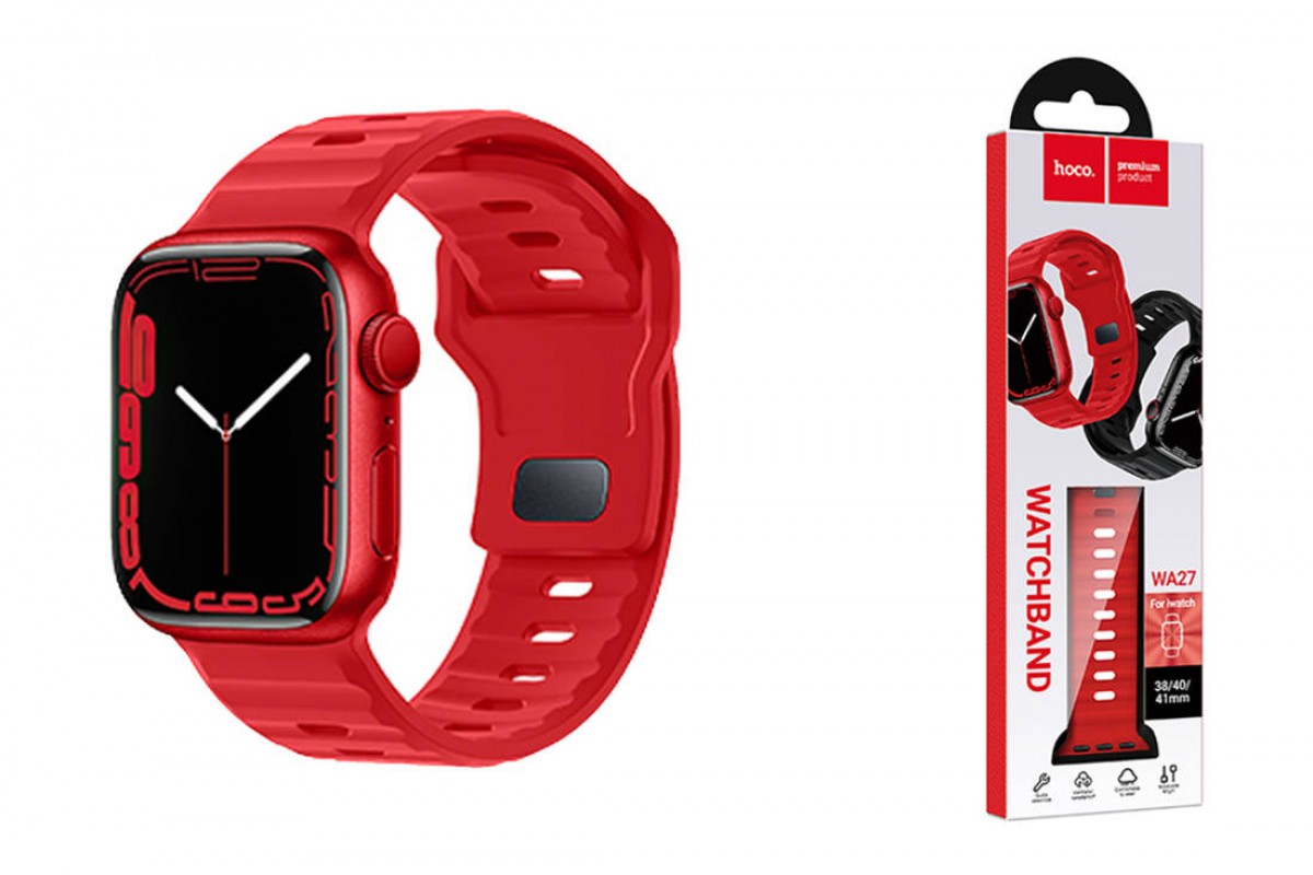 Ремешок для Apple Watch HOCO WA27 Flexible series stepped pattern solid color silicone strap (38/40/41 мм) красный