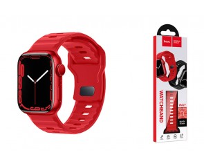 Ремешок для Apple Watch HOCO WA27 Flexible series stepped pattern solid color silicone strap (38/40/41 мм) красный