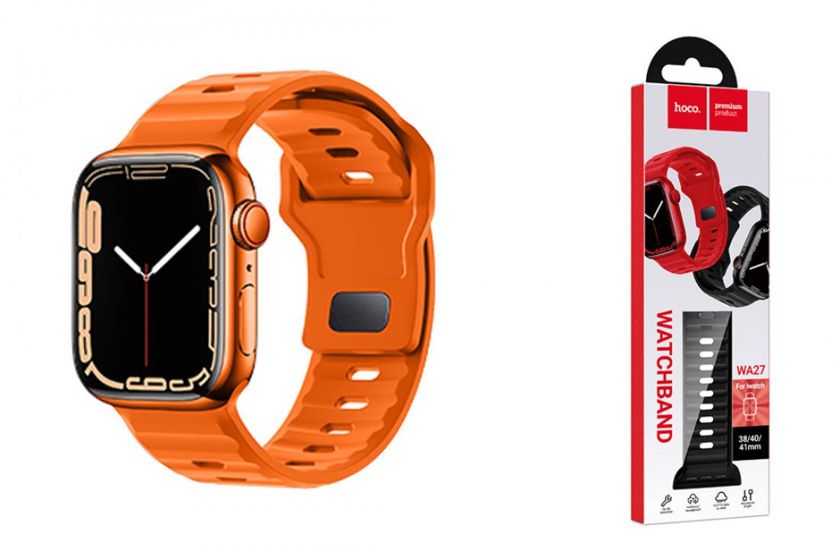 Ремешок для Apple Watch HOCO WA27 Flexible series stepped pattern solid color silicone strap (38/40/41 мм) оранжевый