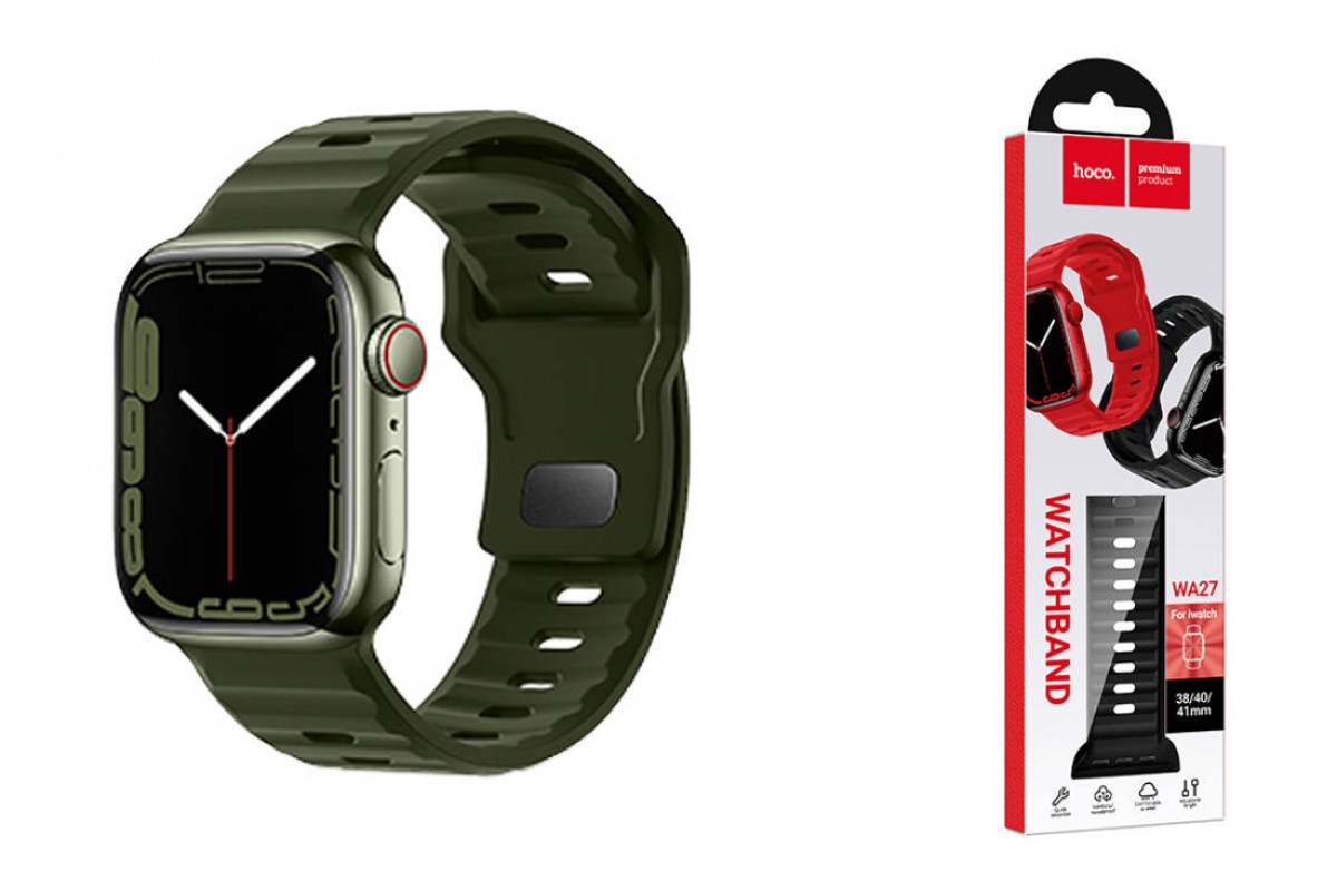 Ремешок для Apple Watch HOCO WA27 Flexible series stepped pattern solid color silicone strap (38/40/41 мм) армейский зеленый
