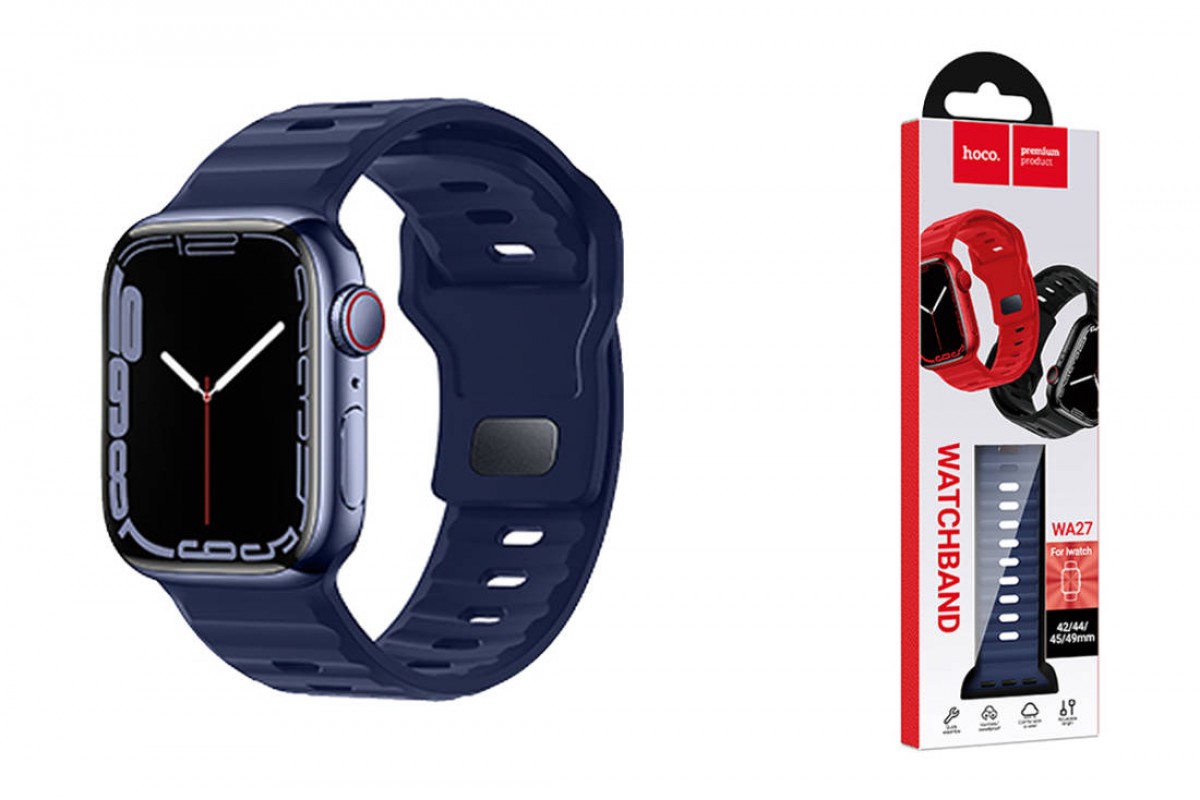 Ремешок для Apple Watch HOCO WA27 Flexible series stepped pattern solid color silicone strap (42/44/45/49 мм) темно-синий
