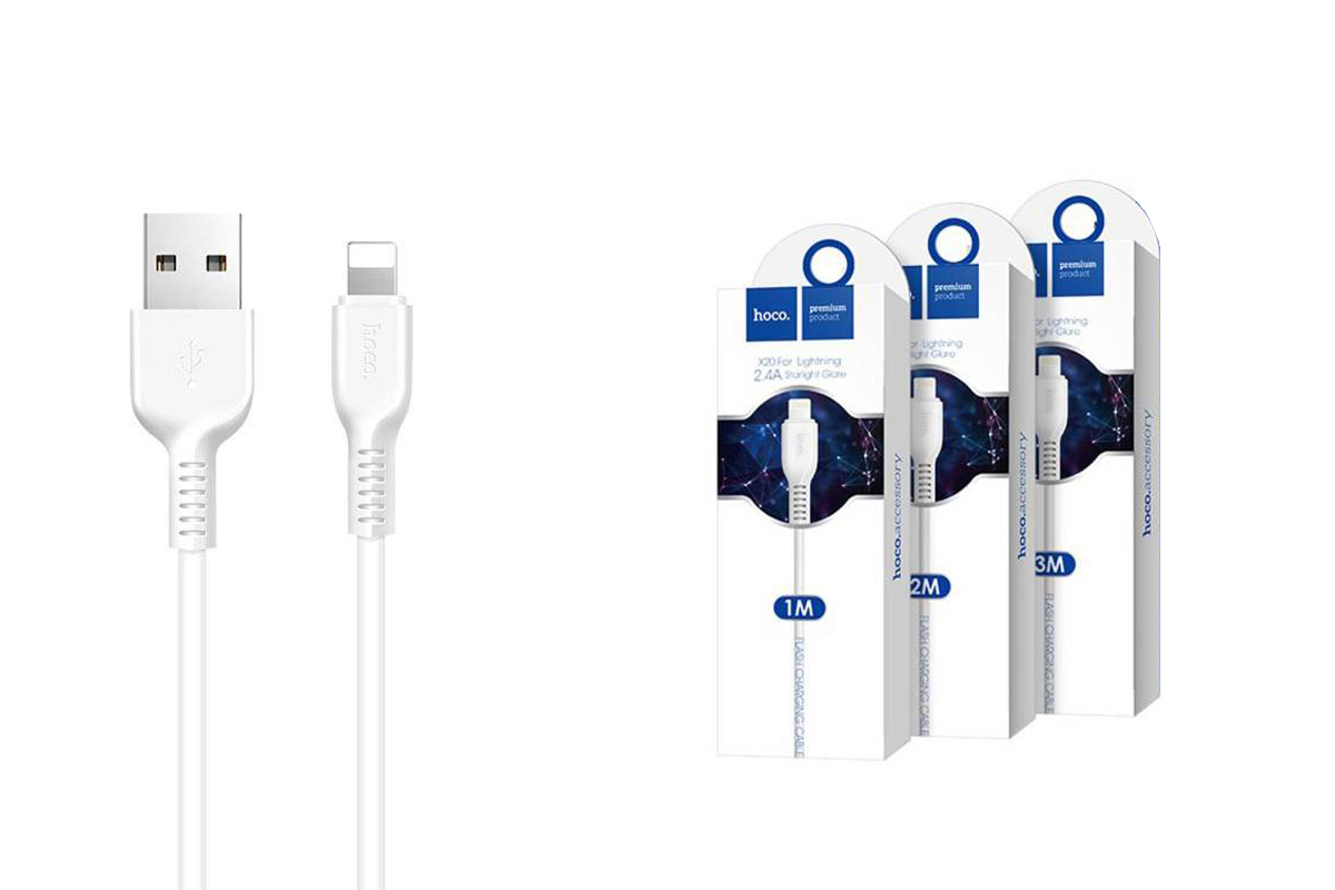 Кабель для iPhone HOCO X20 Flash lightning cable 1м белый