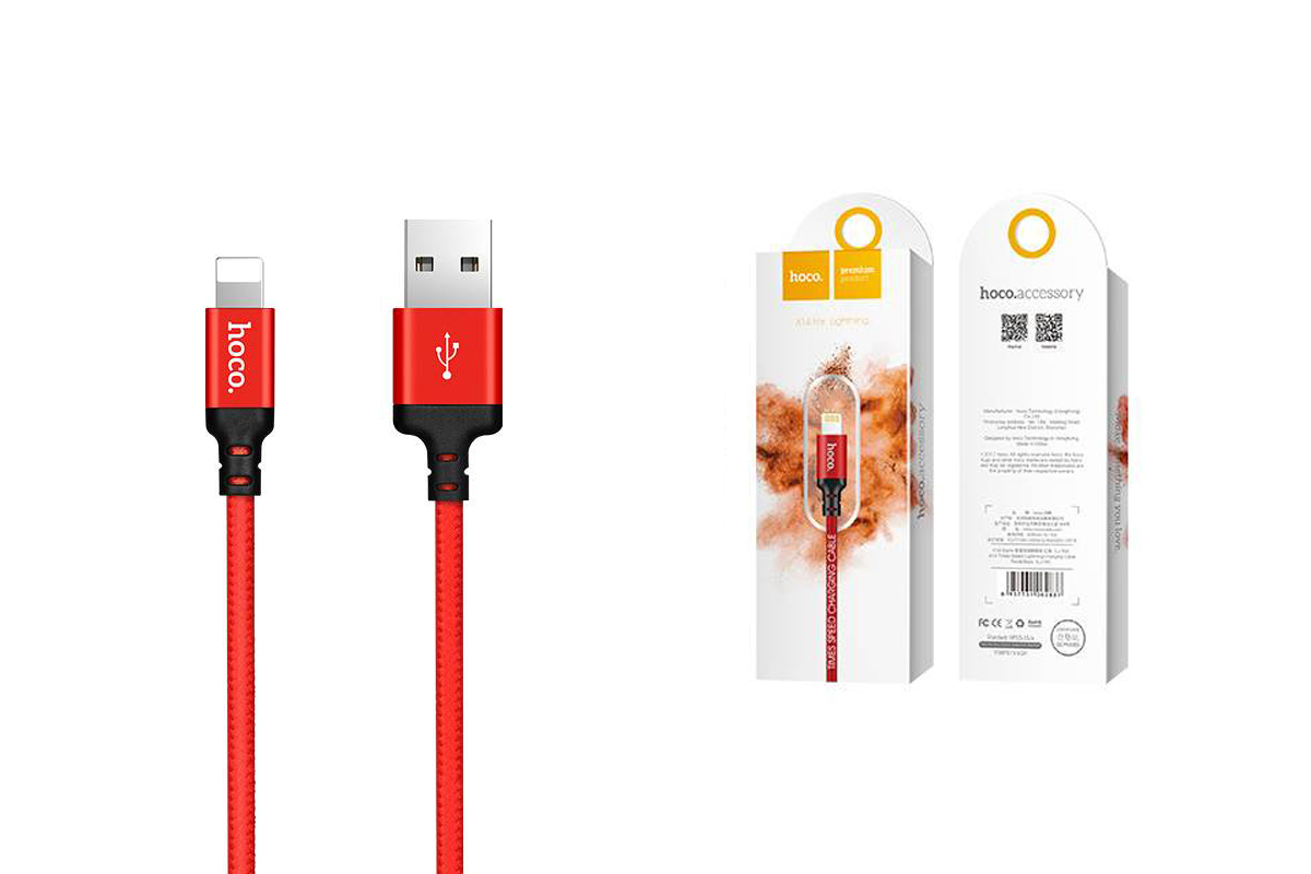 Кабель для iPhone HOCO X14 Times speed lightning cable 1м красный