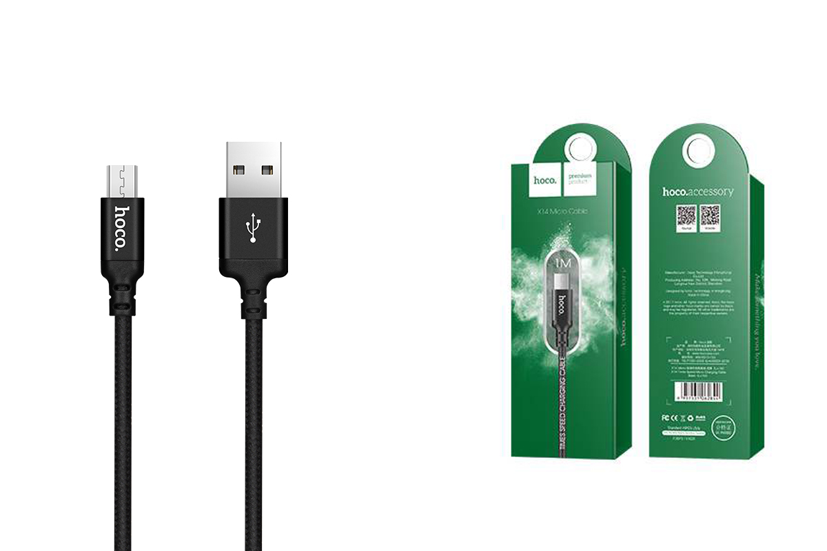 Кабель USB micro USB HOCO X14 Times speed charging cable (черный) 1 метр