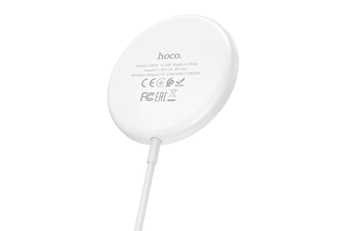 Настольная беспроводная зарядная станция HOCO CW29 magn. wireless fast charger белая