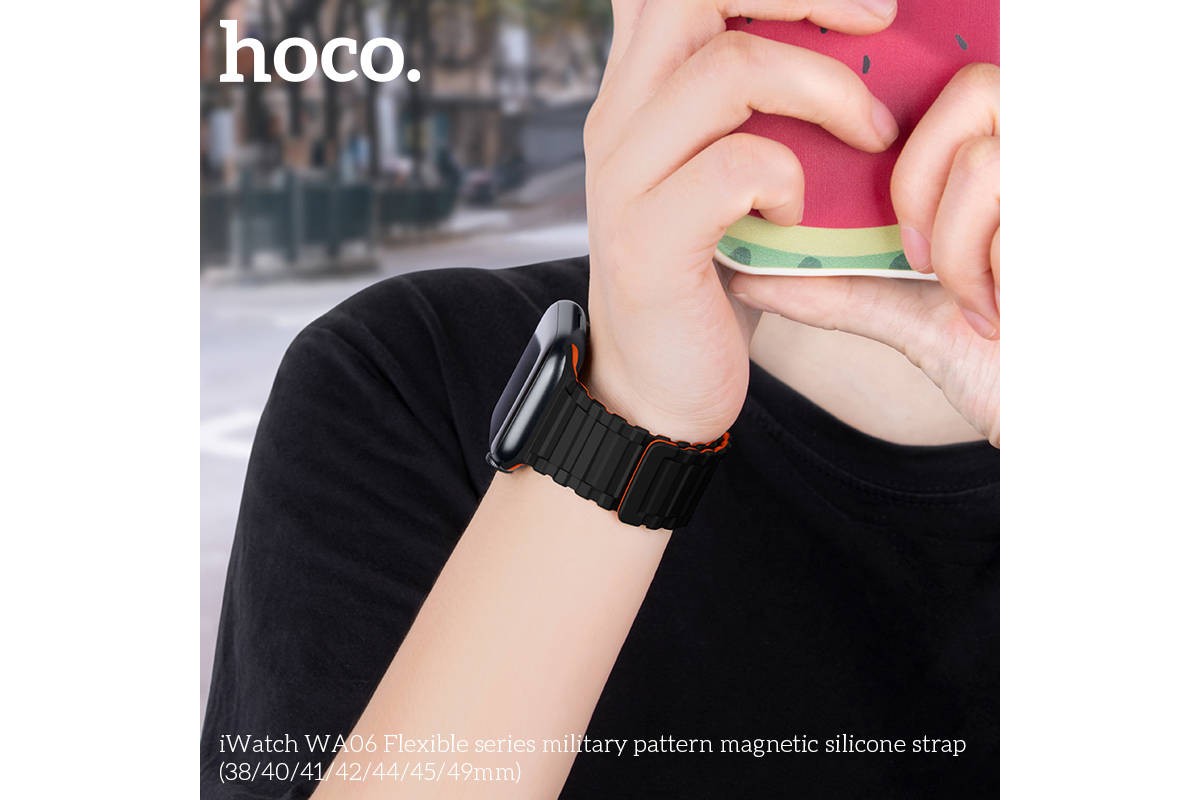 Ремешок для Apple Watch HOCO WA06 Flexible series military pattern magnetic silicone strap (38-41 мм, black)